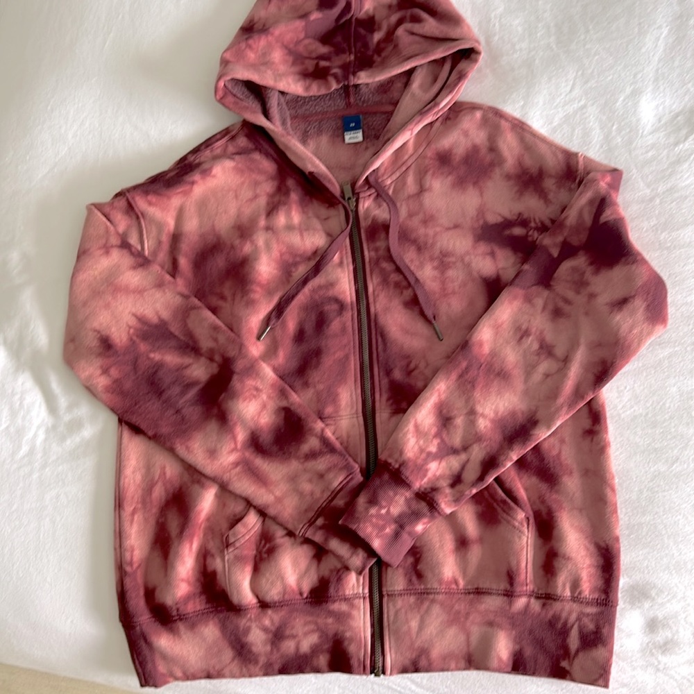 Old Navy XS Dark Pink Tie Dye Zippered Hoodie & Sweatpants